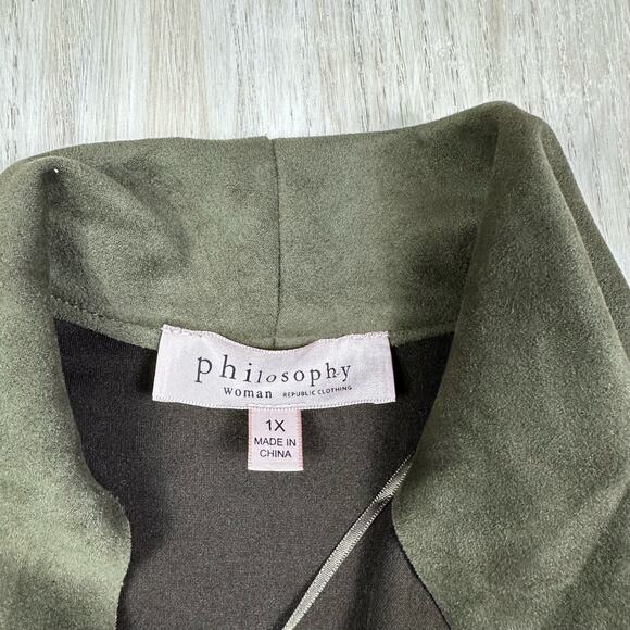 Philosophy Faux Suede Microfiber Cascade Lapel Waterfall Open Front Jacket 1X - Picture 12 of 16